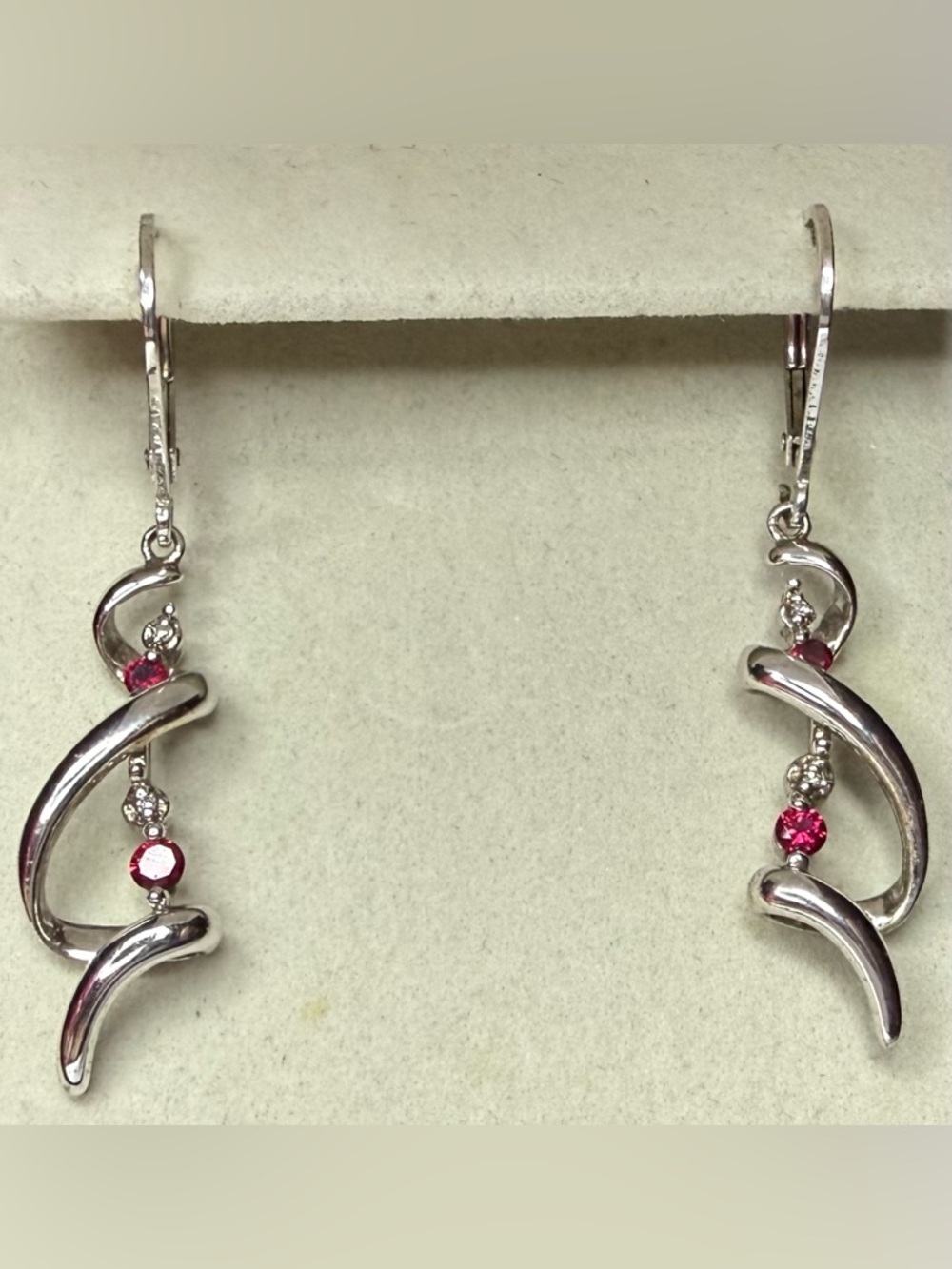 .925 Ruby Earrings w/Diamond Accents